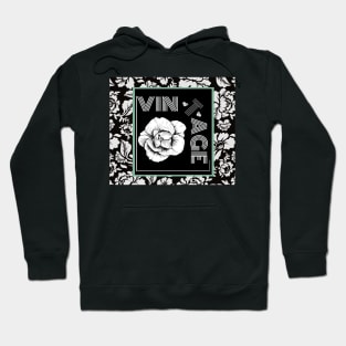 Vintage Collection Cabbage Rose Retro Black and White Hoodie